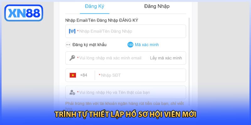 Trình tự thiết lập hồ sơ hội viên mới